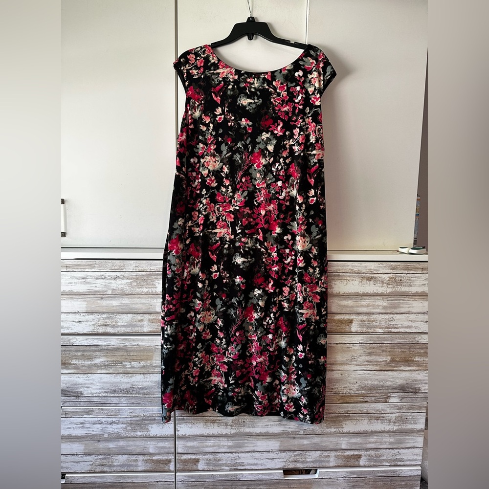 🌸 Cato Floral Midi Dress 18/20W Pink Red Black Sleeveless Plus Size